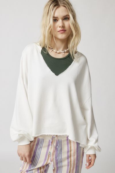 Out From Under Notch Neck Sweatshirt In White