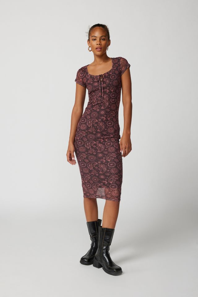 knee length dresses for ladies Regal Paisley Print Midi Dress M