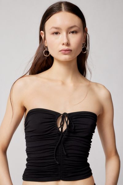 Urban Outfitters Uo Janet Ruched Tube Top In Black