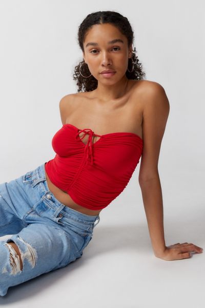 Urban Outfitters Uo Janet Ruched Tube Top In Red