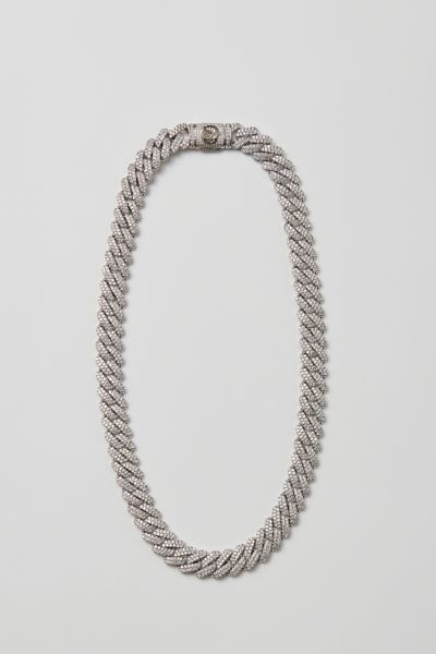 King Ice 12mm Iced Diamond Miami Cuban Chain Link Necklace In Silver, Men's At Urban Outfitters