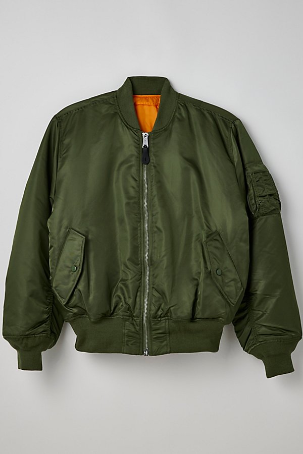 ALPHA INDUSTRIES MA-1 BOMBER JACKET IN OLIVE, MEN'S AT URBAN OUTFITTERS