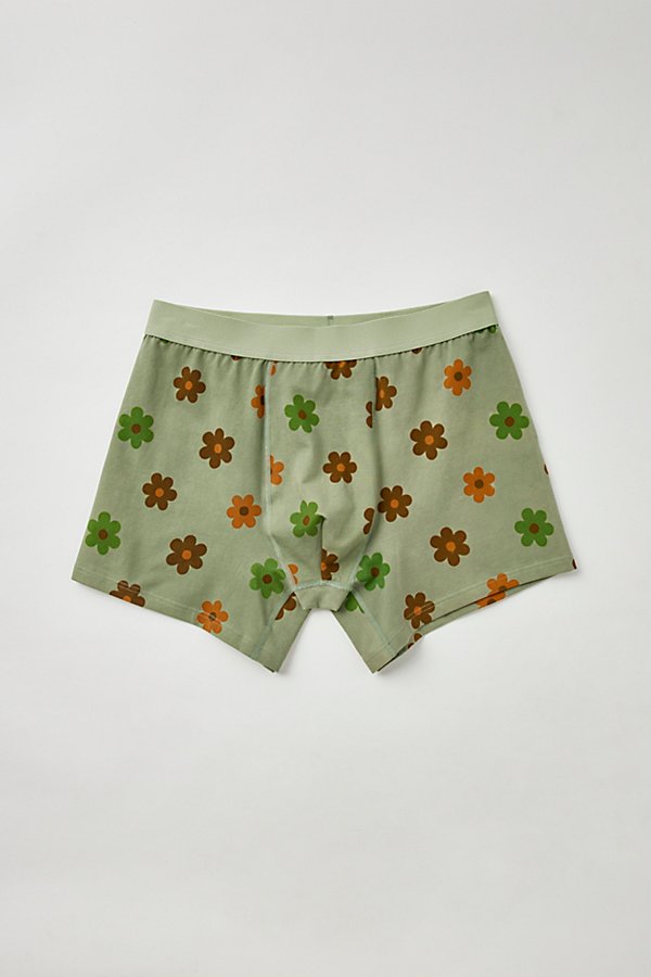 Urban Outfitters Doodle Floral Boxer Brief In Olive, Men's At
