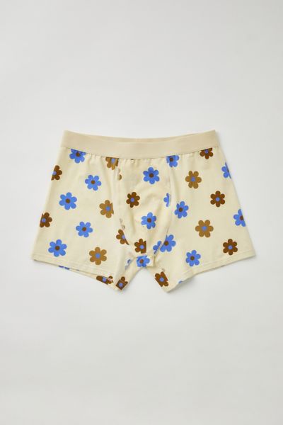 Urban Outfitters Doodle Floral Boxer Brief In Khaki, Men's At