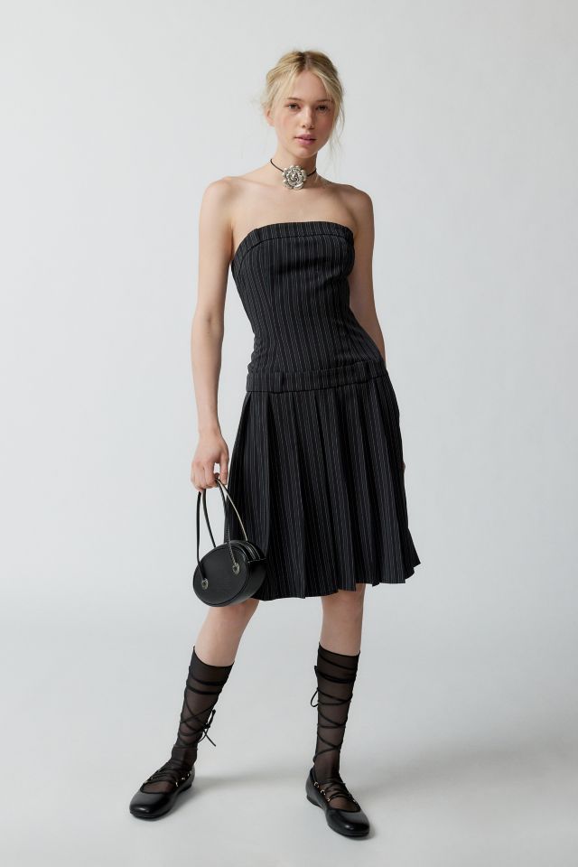 Motel Aldari Pinstripe Strapless Midi Dress #1