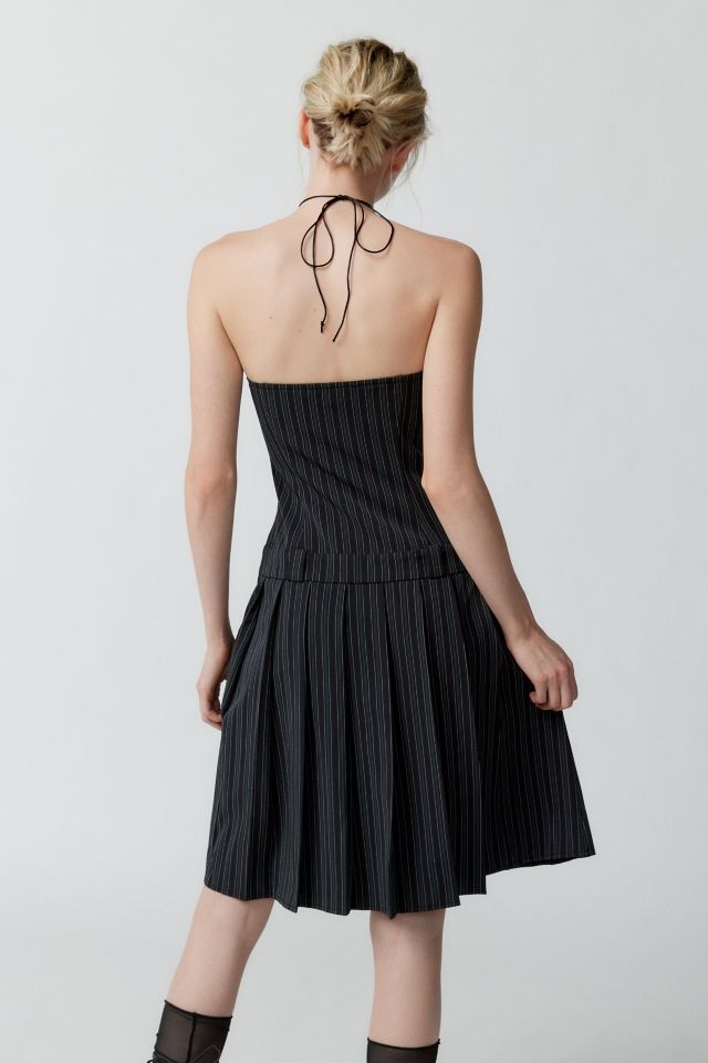 Motel Aldari Pinstripe Strapless Midi Dress #3
