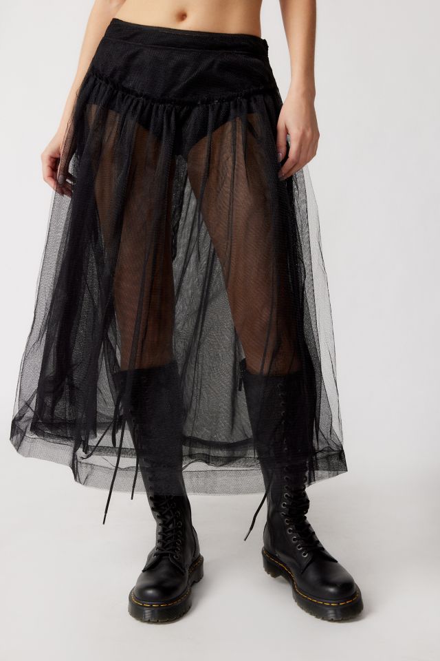 UO Brielle Sheer Tulle Midi Skirt #2
