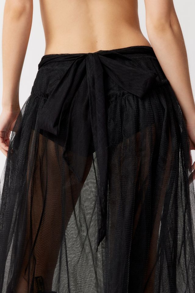 UO Brielle Sheer Tulle Midi Skirt #3