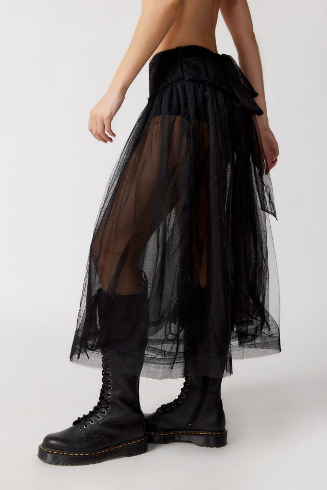 UO Brielle Sheer Tulle Midi Skirt #4