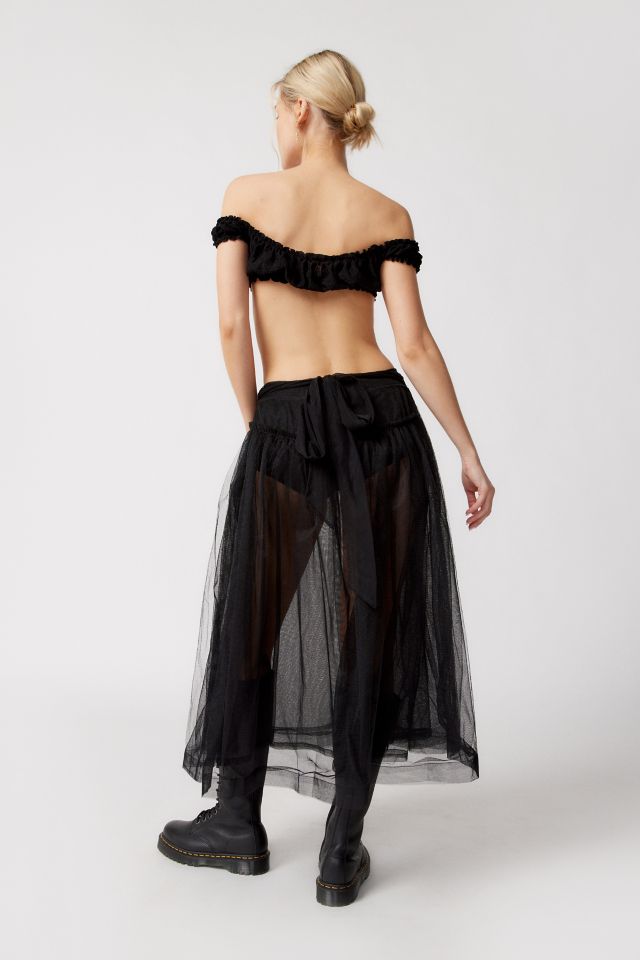 UO Brielle Sheer Tulle Midi Skirt #5