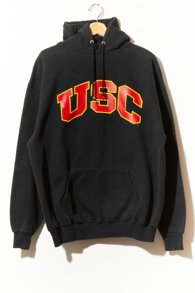 Vintage Y2K Distressed USC Spell Out Black Hoodie Pullover Sweatshirt Urban Outfitters