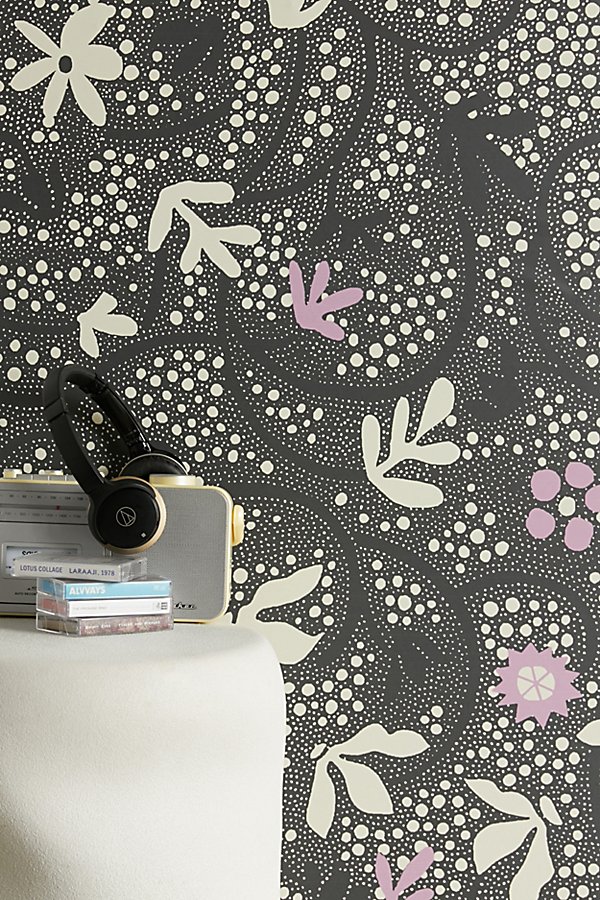 Urban Outfitters Uo Home Phillipa Removable Wallpaper In Black At  In Gray