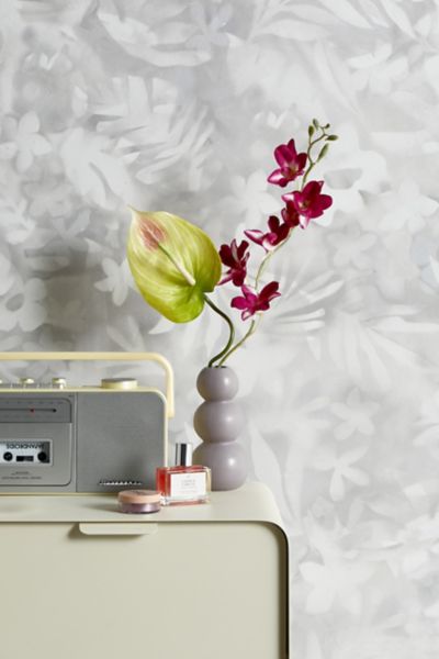 Urban Outfitters Uo Home July Hibiscus Airbrush Tropical Removable Wallpaper In Grey At
