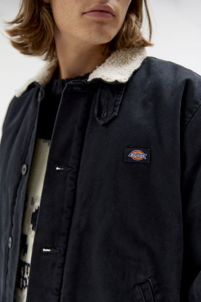 Dickies Textured Fleece Lined Jacket In Black, Men's At Urban Outfitters