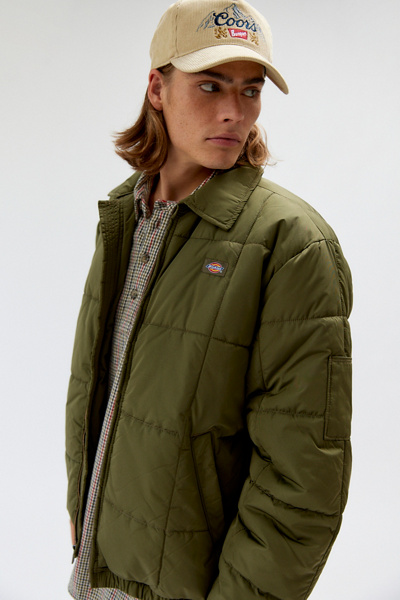 Dickies Eisenhower Logo Patch Puffer Jacket In Olive ModeSens