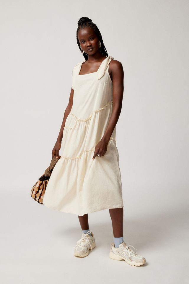 Urban Renewal Made In LA Linen Tie Shoulder Tiered Maxi Dress | Urban  Outfitters