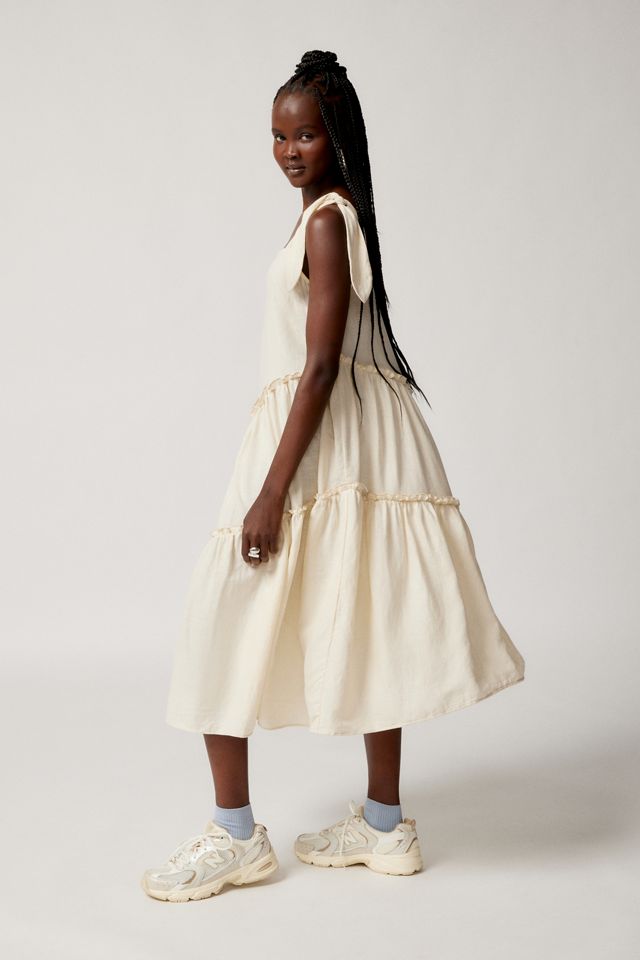 Urban Renewal Made In LA Linen Tie Shoulder Tiered Maxi Dress | Urban  Outfitters