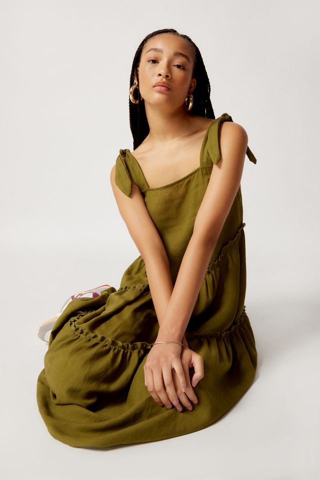Urban Renewal Made In LA Linen Tie Shoulder Maxi Dress | Urban Outfitters