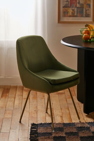 Urban Outfitters Tilly Velvet Dining Chair In Dark Green