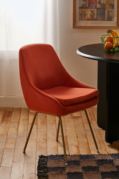 Urban Outfitters Tilly Velvet Dining Chair In Burnt Orange