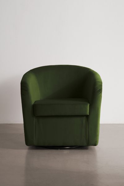 Urban Outfitters Kennedy Velvet Swivel Chair In Dark Green