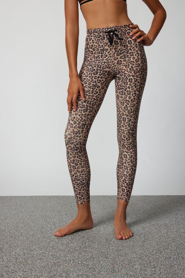Beige High-rise leopard-print recycled-blend leggings