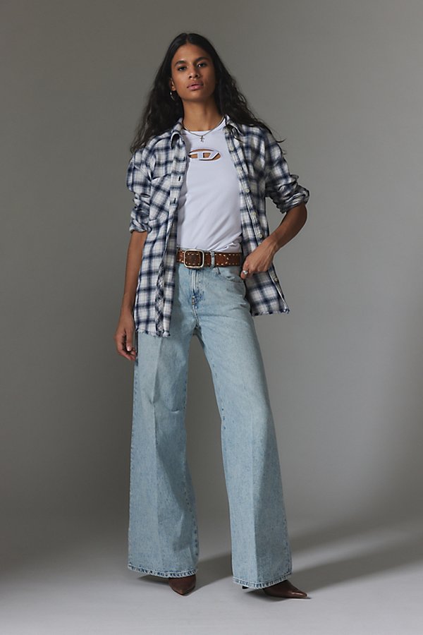 Shop Diesel A-line Wide-leg Jean In Light Blue, Women's At Urban Outfitters