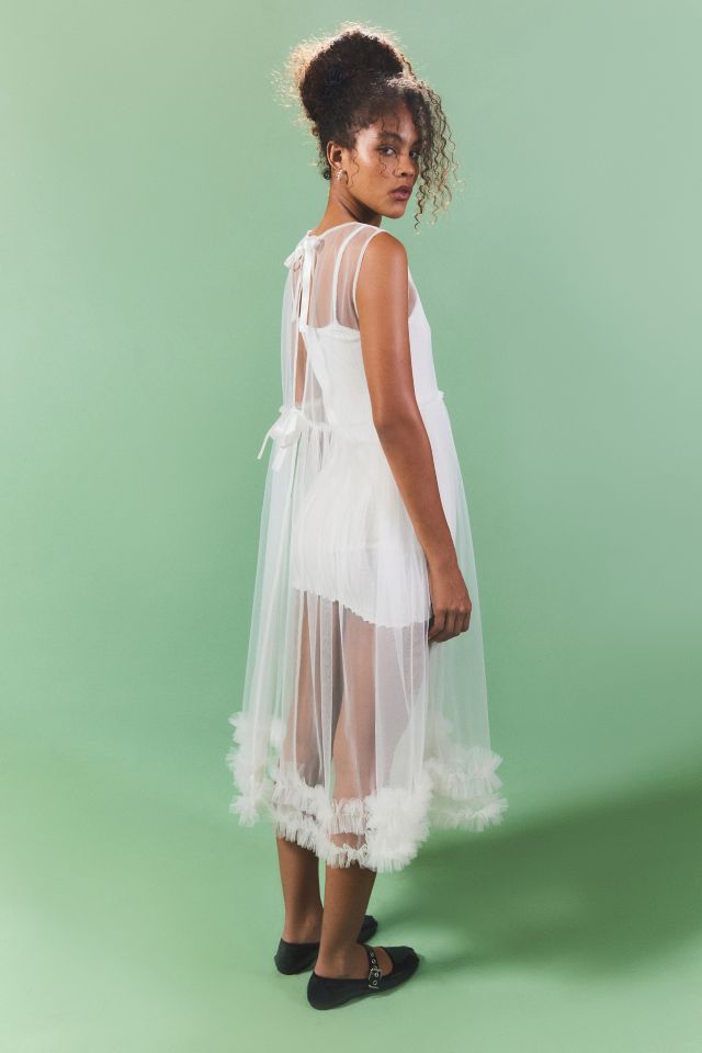 Sheer Ruffle Midi Robe #1