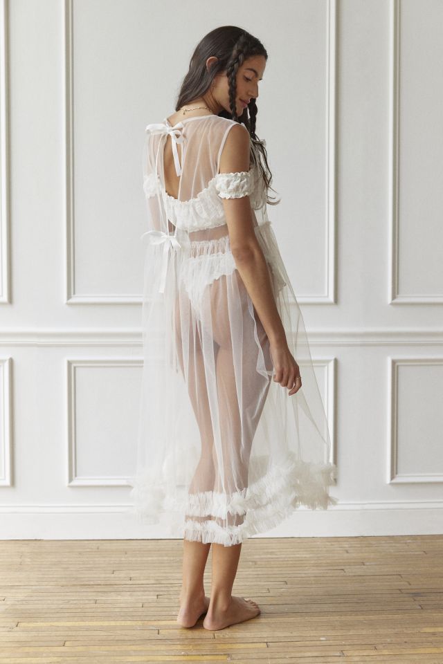 Sheer Ruffle Midi Robe #5