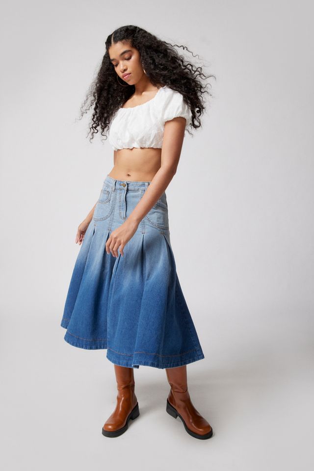 BDG Donovan Denim Pleated Midi Skirt | Urban Outfitters Canada