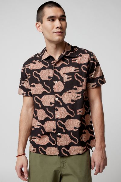 Kardo Chintan Short Sleeve Shirt BP69 Tiger Print Black