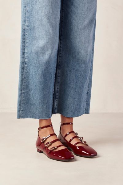 ALOHAS LUKE LEATHER BALLET FLAT IN WINE BURGUNDY, WOMEN'S AT URBAN OUTFITTERS