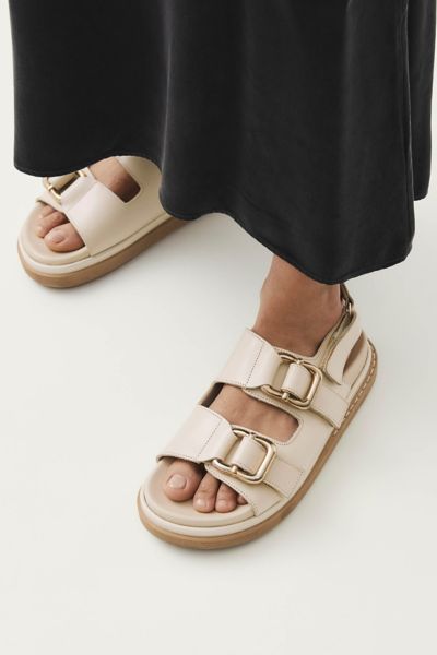 Alohas Harper Leather Slingback Buckled Sandal In Cream