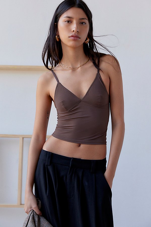 Out From Under Je T'aime Mesh Cami In Brown, Women's At Urban Outfitters