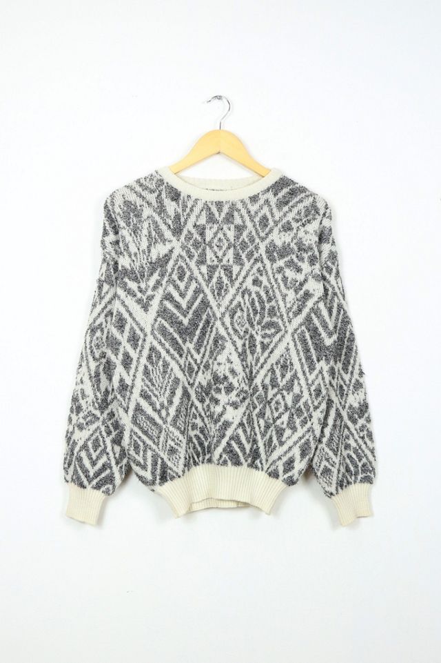 Vintage White Pattern Sweater | Urban Outfitters