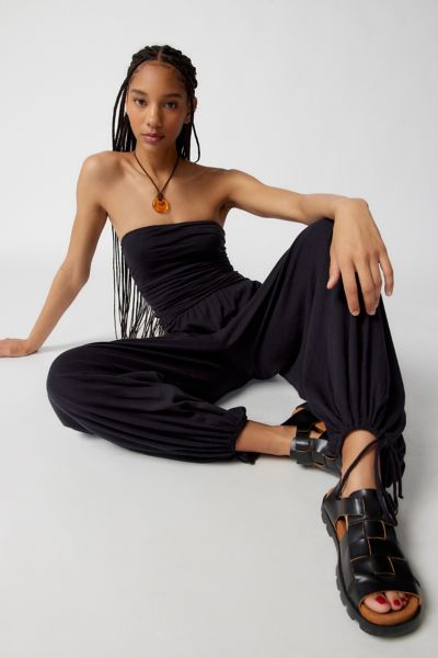 Out From Under Iris Ruched Strapless Jumpsuit In Black