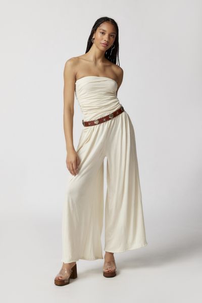 Out From Under Iris Ruched Strapless Jumpsuit In White