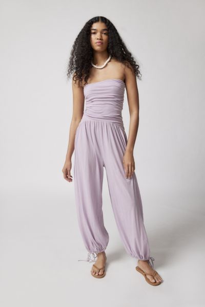 Out From Under Iris Ruched Strapless Jumpsuit In Lavender