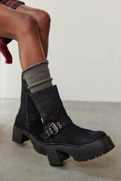 Urban Outfitters Uo Nic Platform Moto Boot In Black