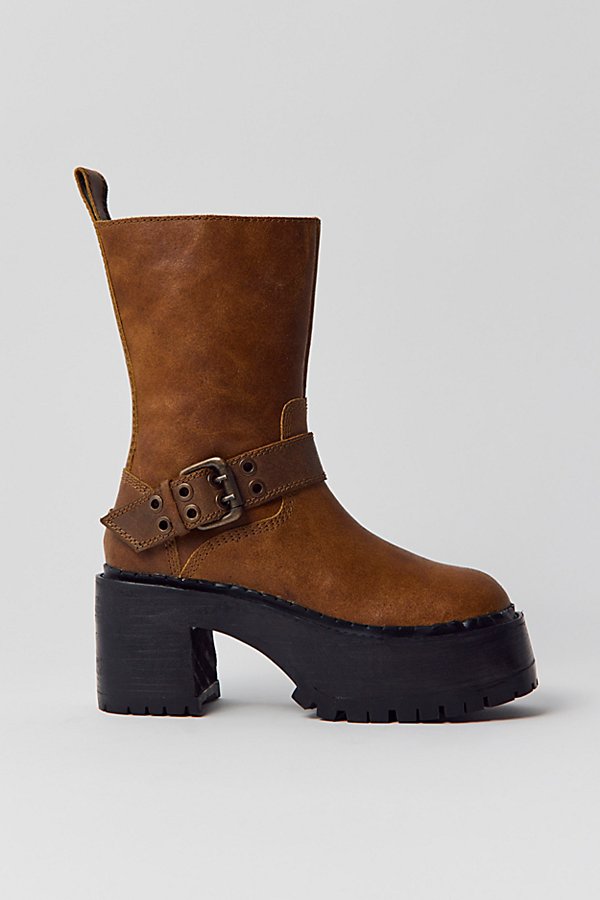 Urban Outfitters Uo Nic Platform Moto Boot In Brown