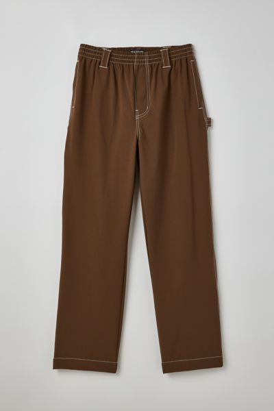 Urban Outfitters Uo Nylon Skate Fit Carpenter Pant In Chocolate