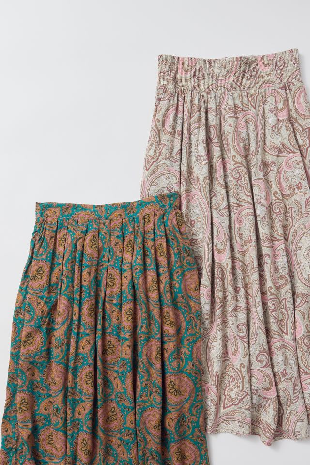Urban Renewal Remade Bleached Paisley Midi Skirt #1