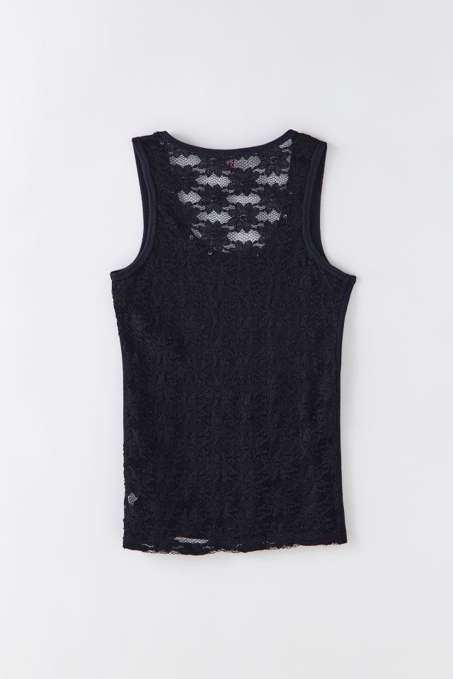 Vintage Lace Back Rhinestone Tank Top #1