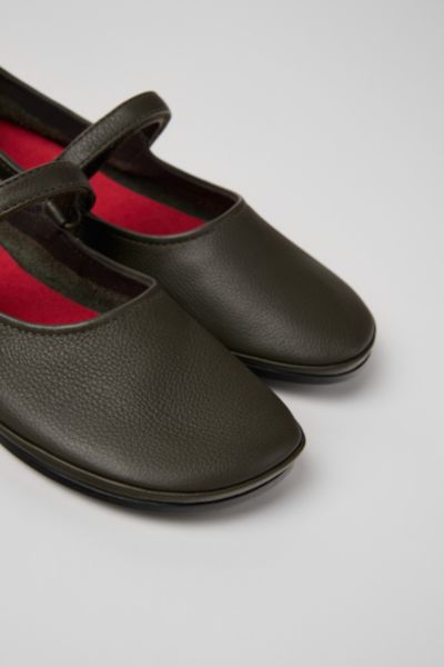 Camper Right Nina Leather Flats In Dark Green, Women's At Urban Outfitters