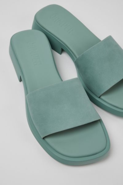 Shop Camper Dana Lightweight Leather Heeled Sandals In Green, Women's At Urban Outfitters