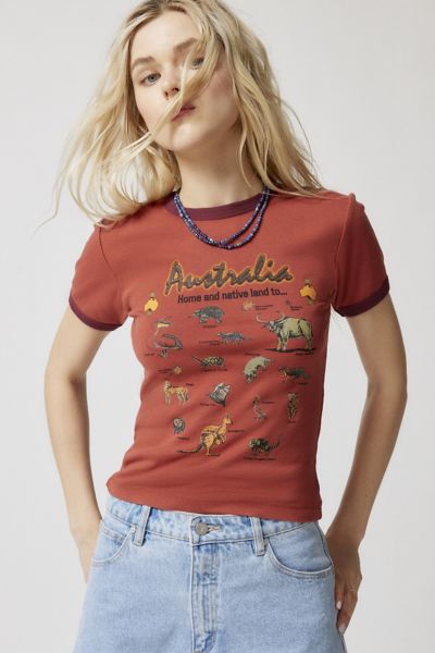 Urban Outfitters Australian Animals Baby Ringer Tee In Red
