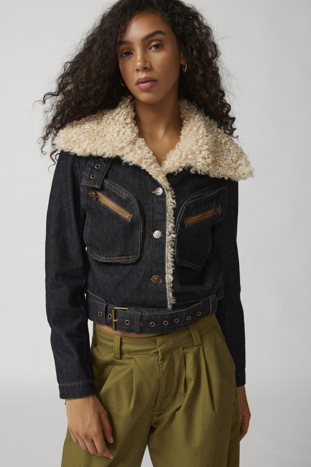 Steve Madden Lazuli Faux Fur Denim Jacket #1