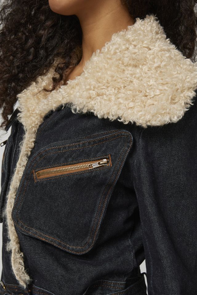 Steve Madden Lazuli Faux Fur Denim Jacket #3