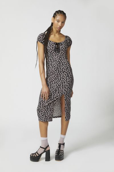 Betsey Johnson Ditzy Dotted Floral Midi Dress | Urban Outfitters