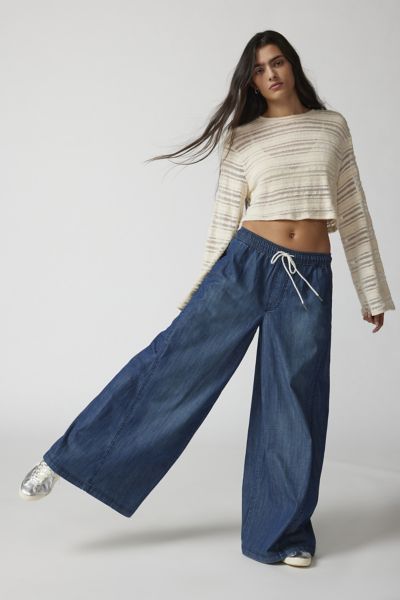Bdg Adriane Pull-on Wide-leg Jean In Rinsed Denim, Women's At Urban Outfitters